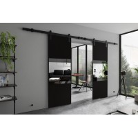 Dubultās bīdāmās durvis ar spoguli MIA DUO Loft R, melns